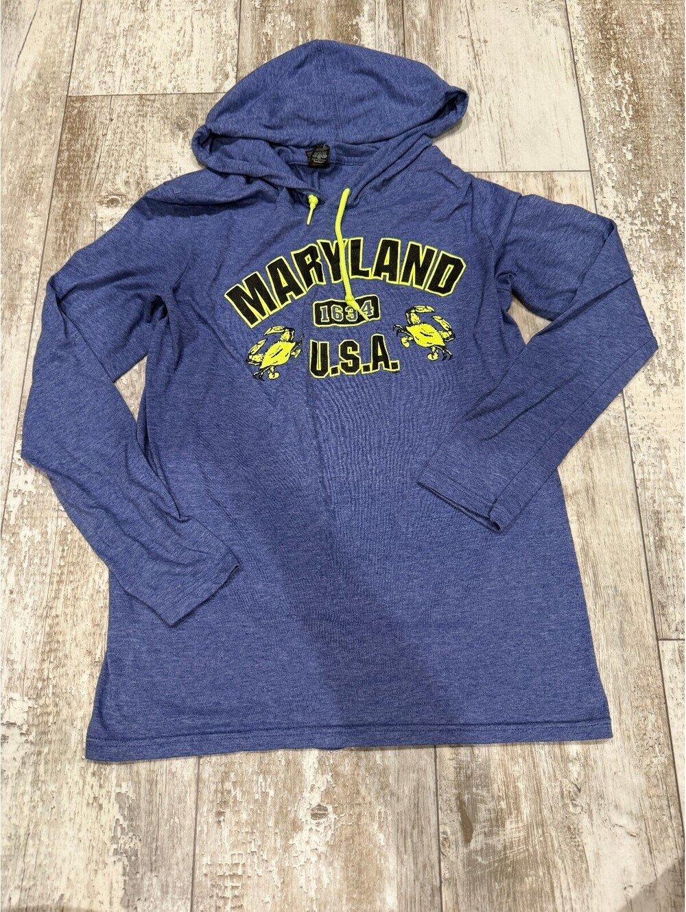 Maryland Womens S Blue Lightweight Hoodie 1634 Crab Graphic